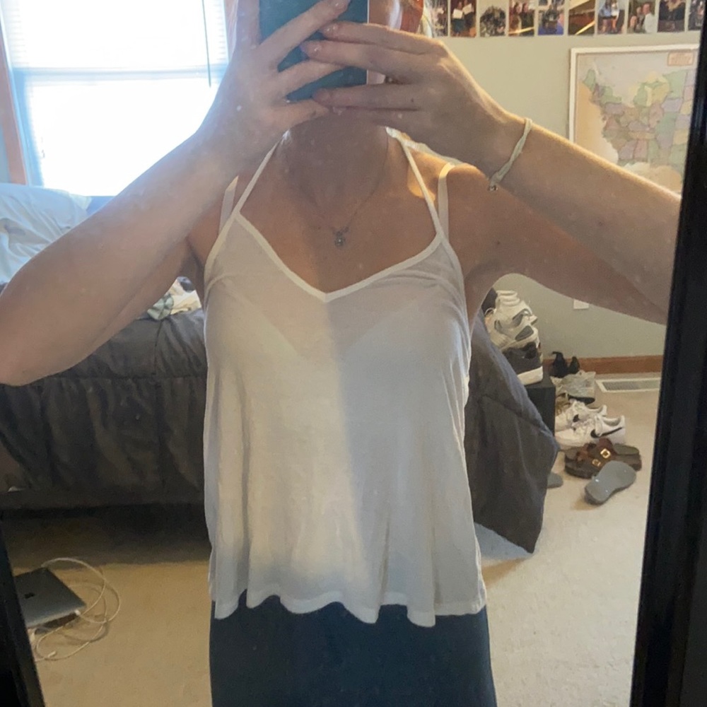 White Lace Back Tank Top